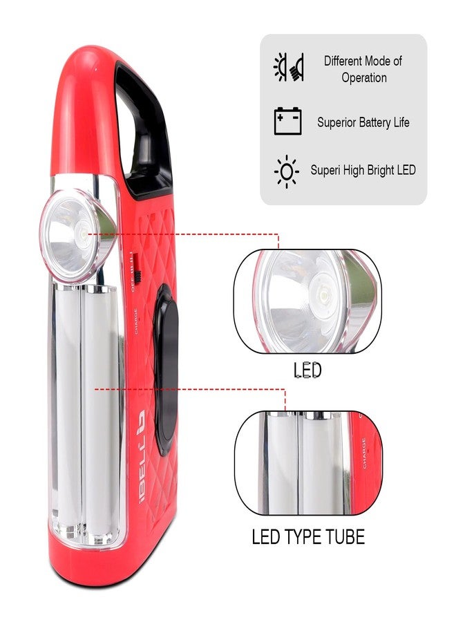 IBELL El8428Sl 2-in-1 Emergency Light, High Lumen Rechargeable with Flashlight/Torch, 15W Led Hand Lamp, 3 Light Modes (Red) - Image 2